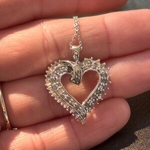 Sterling Silver Open Heart CZ Pendant Necklace | Adjustable 16–18”